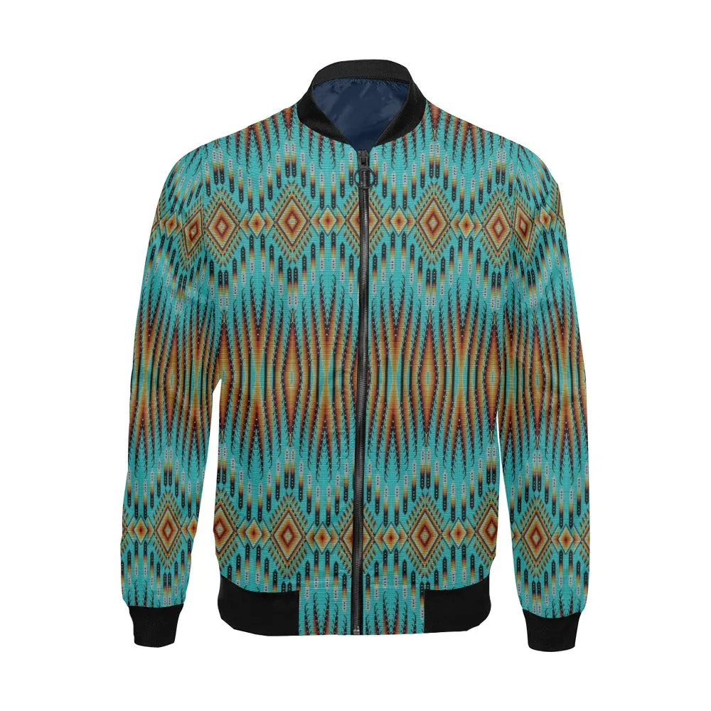 Fire Feather Turquoise All Over Print Bomber Jacket for Men