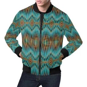 Fire Feather Turquoise All Over Print Bomber Jacket for Men