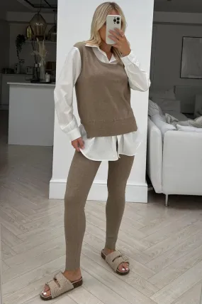 Flare taupe Jumper Vest Undershirt Loungewear set