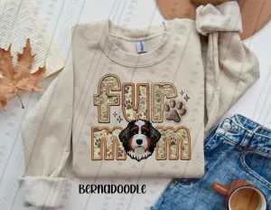 Fur Mom Bernadoodle Dog Sweatshirt  - Natural Stone