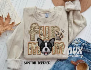 Fur Mom Boston Terrier Dog  Sweatshirt  - Natural Stone