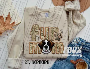 Fur Mom Saint Bernard Dog  Sweatshirt  - Natural Stone