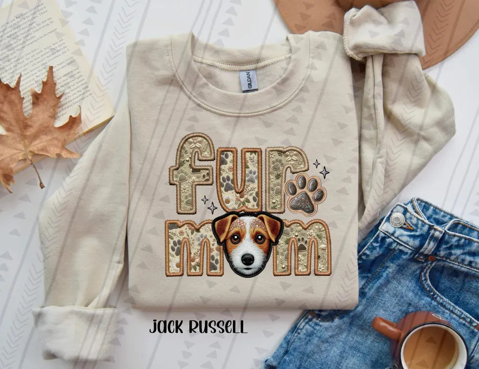 Fur Mom White or Tan Jack Russell Dog  Sweatshirt  - Natural Stone