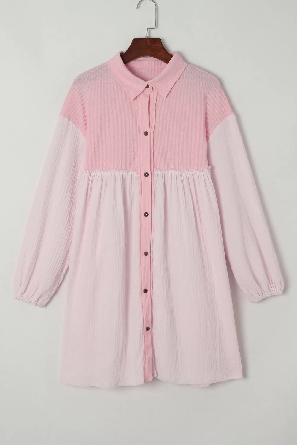 Gauze Puff Sleeve Shirt Dress