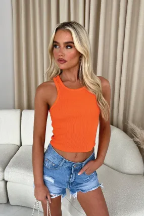 Georgia orange ribbed vest top