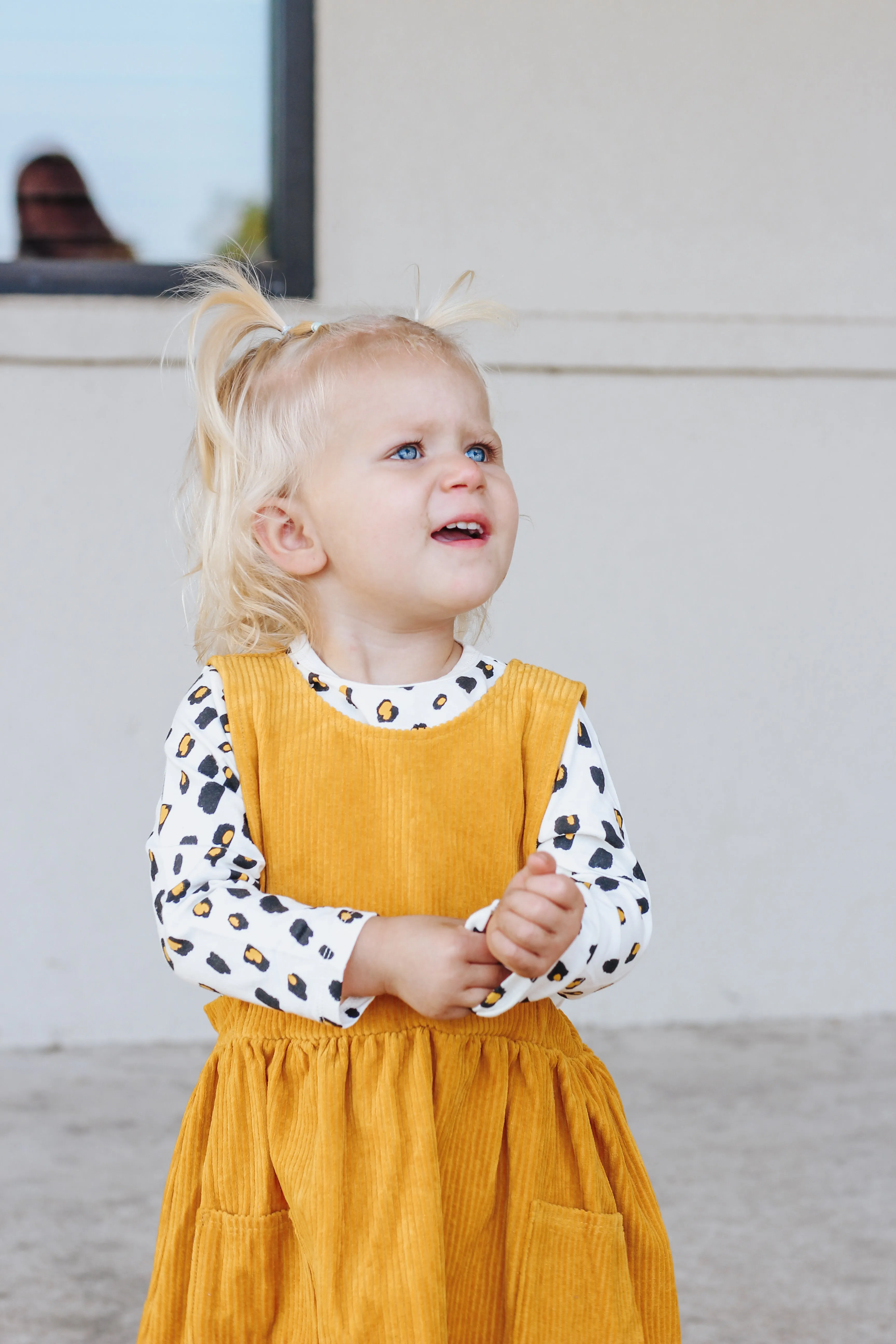 Girls Yellow Dress With Spotted Top