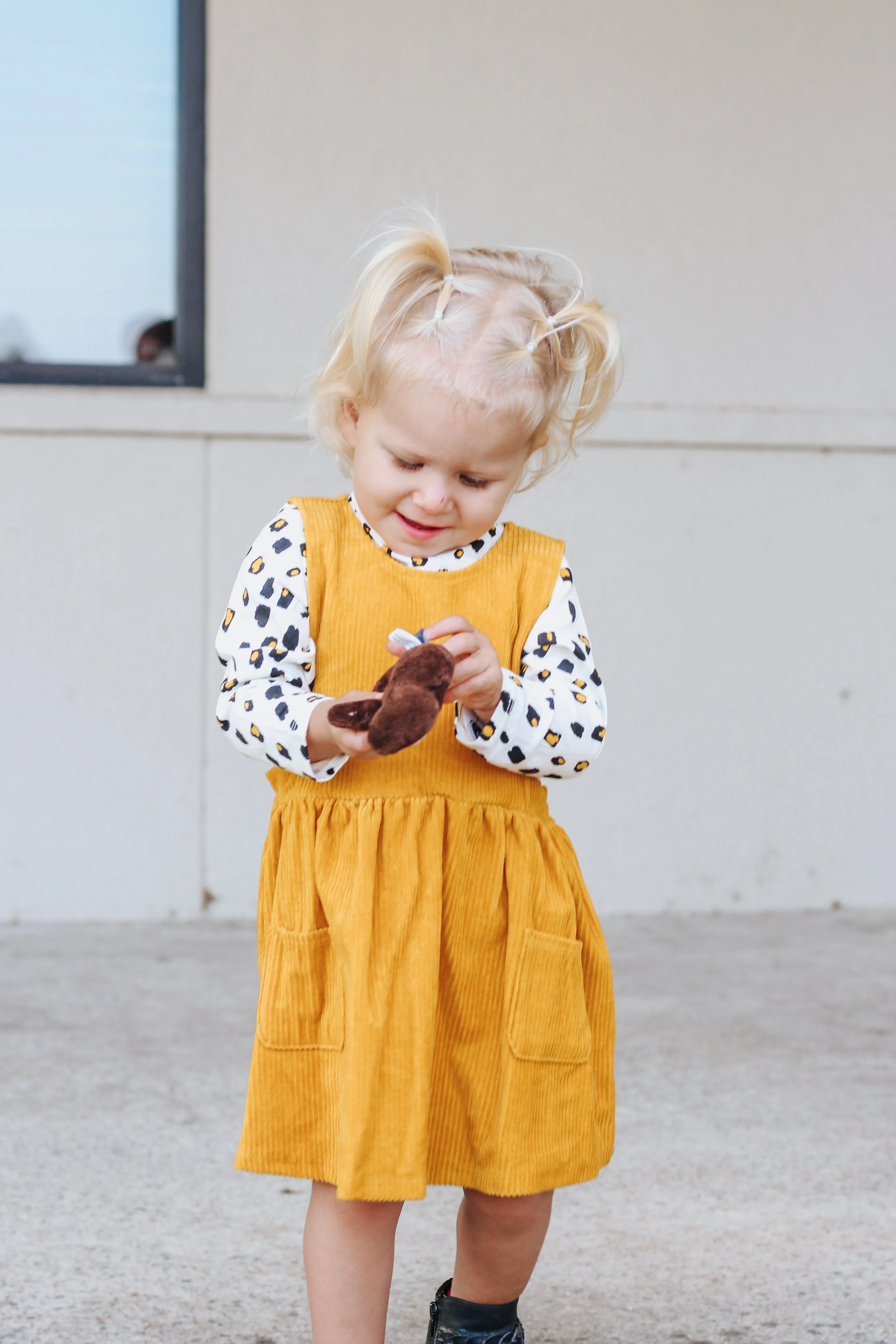 Girls Yellow Dress With Spotted Top