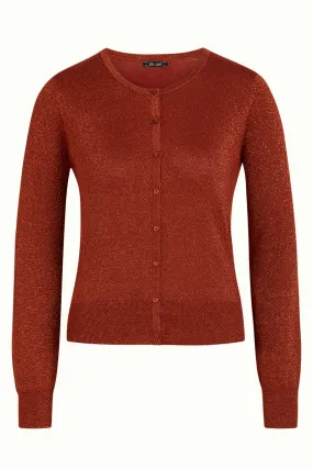 Glittervest van biologisch katoen | King Louie cardi roundneck organic lapis pecan brown