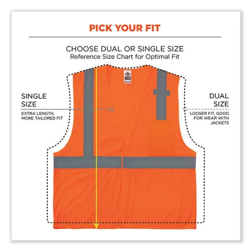 Glowear 8210hl Class 2 Economy Mesh Hook And Loop Vest, Polyester, 4x-large/5x-large, Orange, Ships In 1-3 Business Days