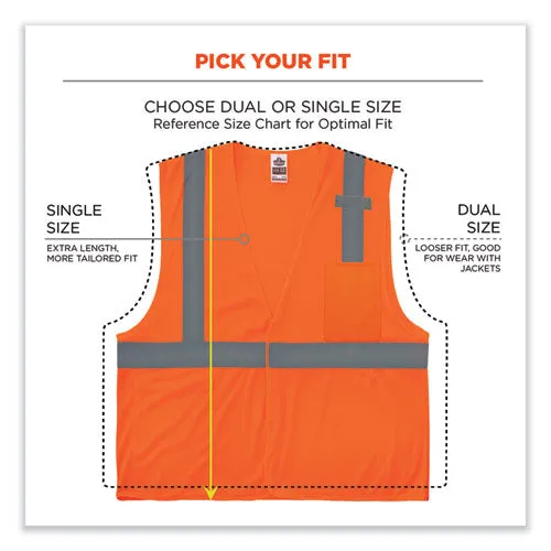 Glowear 8210hl-s Single Size Class 2 Economy Mesh Vest, Polyester, X-large, Orange, Ships In 1-3 Business Days