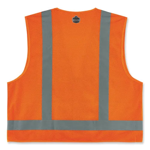 Glowear 8249z-s Single Size Class 2 Economy Surveyors Zipper Vest, Polyester, 5x-large, Orange, Ships In 1-3 Business Days