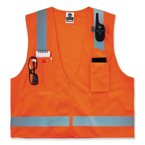 Glowear 8249z-s Single Size Class 2 Economy Surveyors Zipper Vest, Polyester, X-large, Orange, Ships In 1-3 Business Days