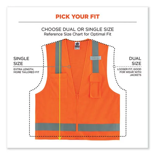 Glowear 8249z-s Single Size Class 2 Economy Surveyors Zipper Vest, Polyester, X-large, Orange, Ships In 1-3 Business Days