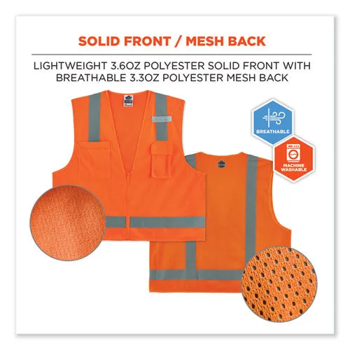 Glowear 8249z-s Single Size Class 2 Economy Surveyors Zipper Vest, Polyester, X-large, Orange, Ships In 1-3 Business Days