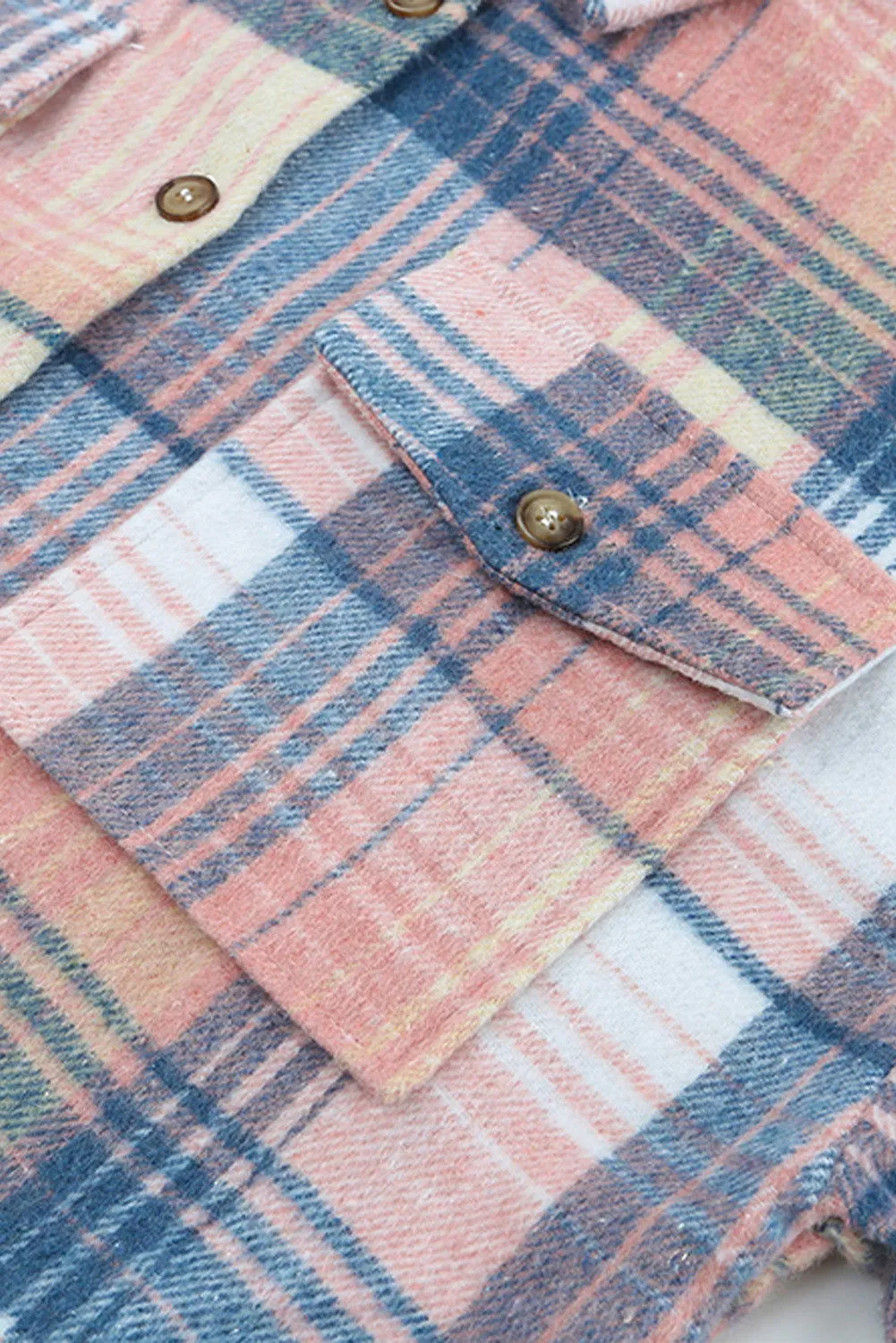 Gold Flame & Grey Plaid Button Up Collared Flannel Shacket