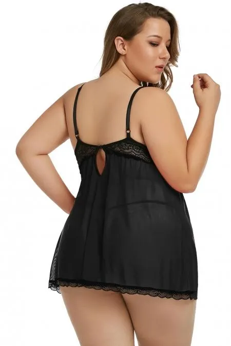 Gothic Bride Peek-a-boo Plus Size Babydoll