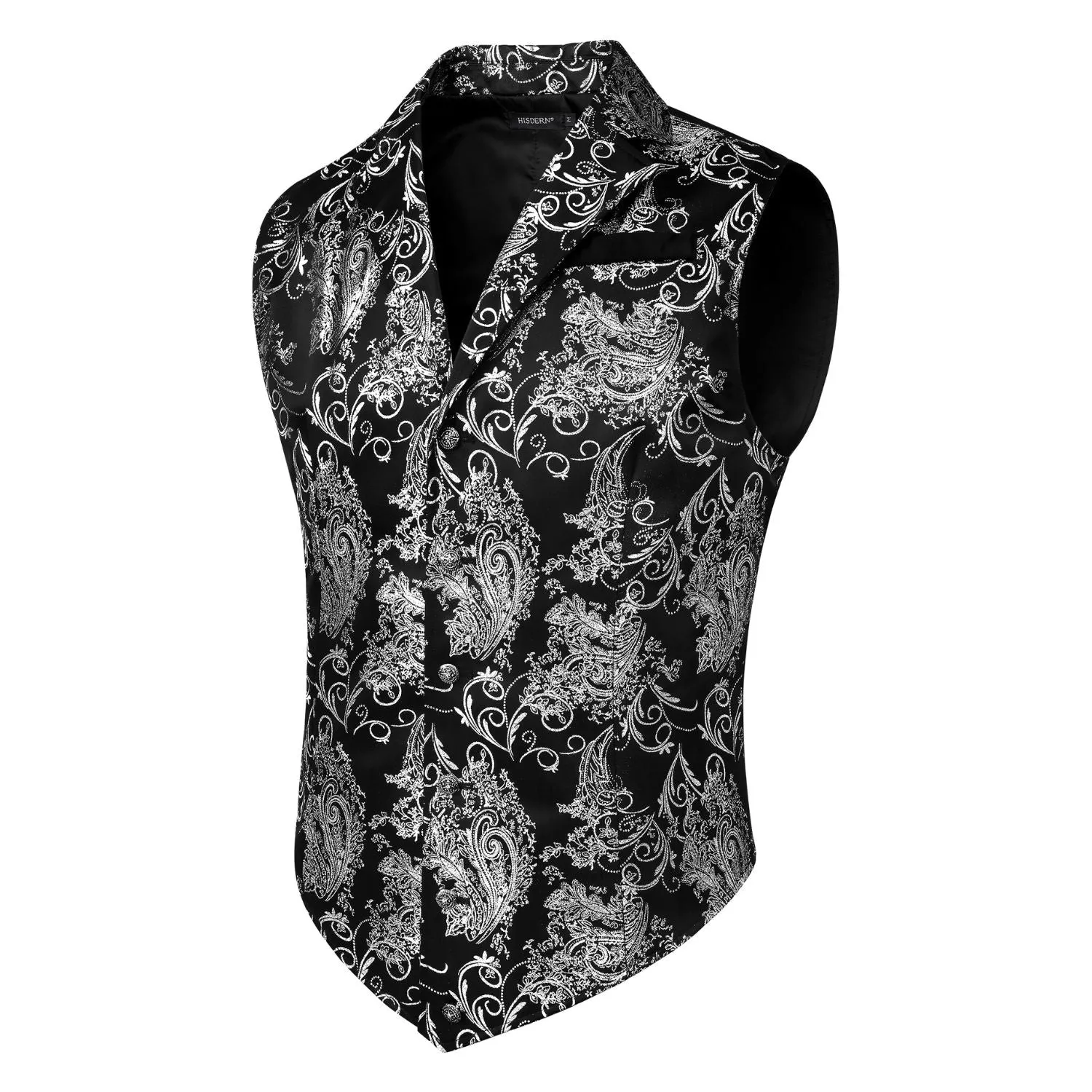 Gothic Lapel Party Vest for Men - BLACK/SILVER-2