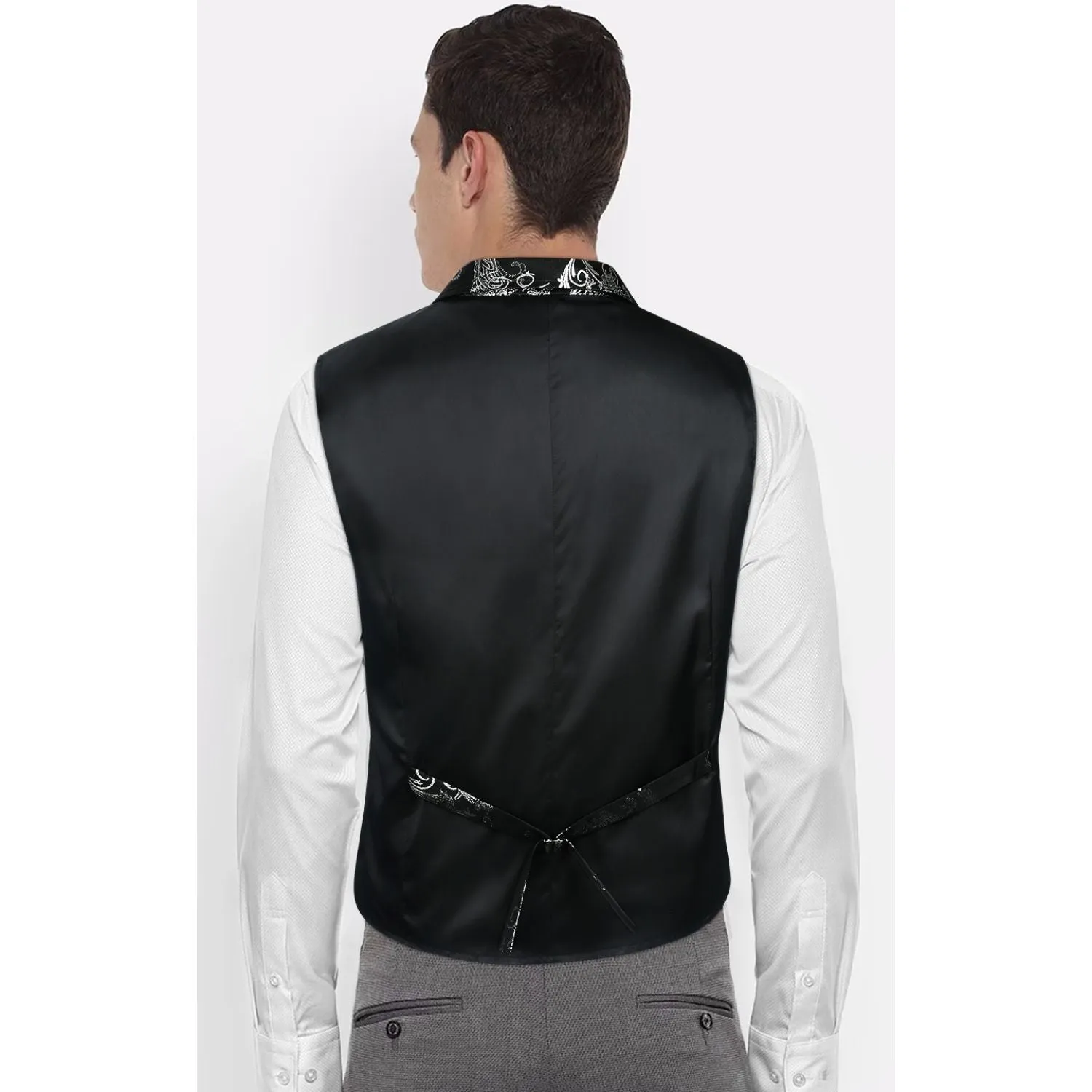 Gothic Lapel Party Vest for Men - BLACK/SILVER-2