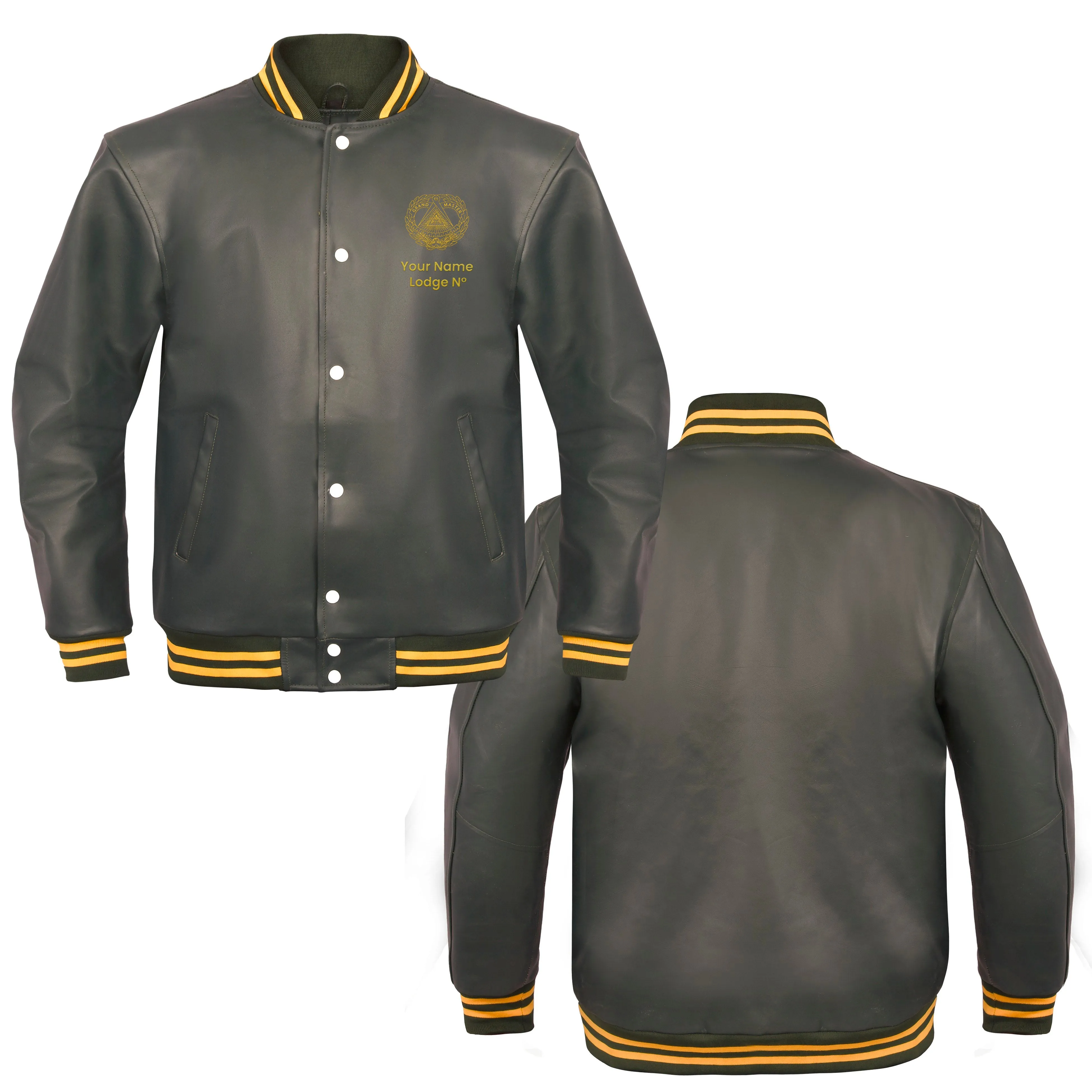 Grand Master Blue Lodge Jacket - Leather With Customizable Gold Embroidery