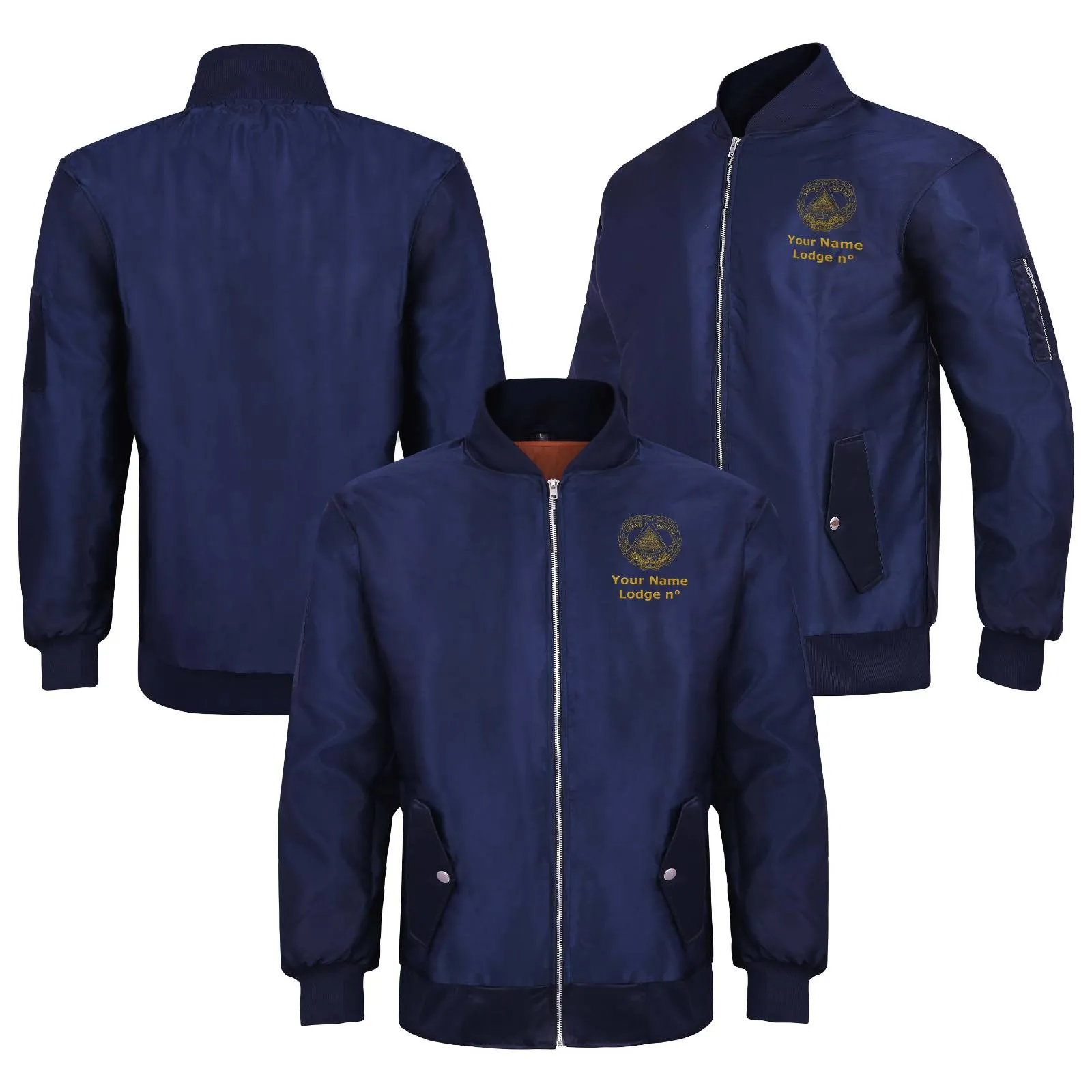 Grand Master Blue Lodge Jacket -  Nylon Blue Color With Gold Embroidery