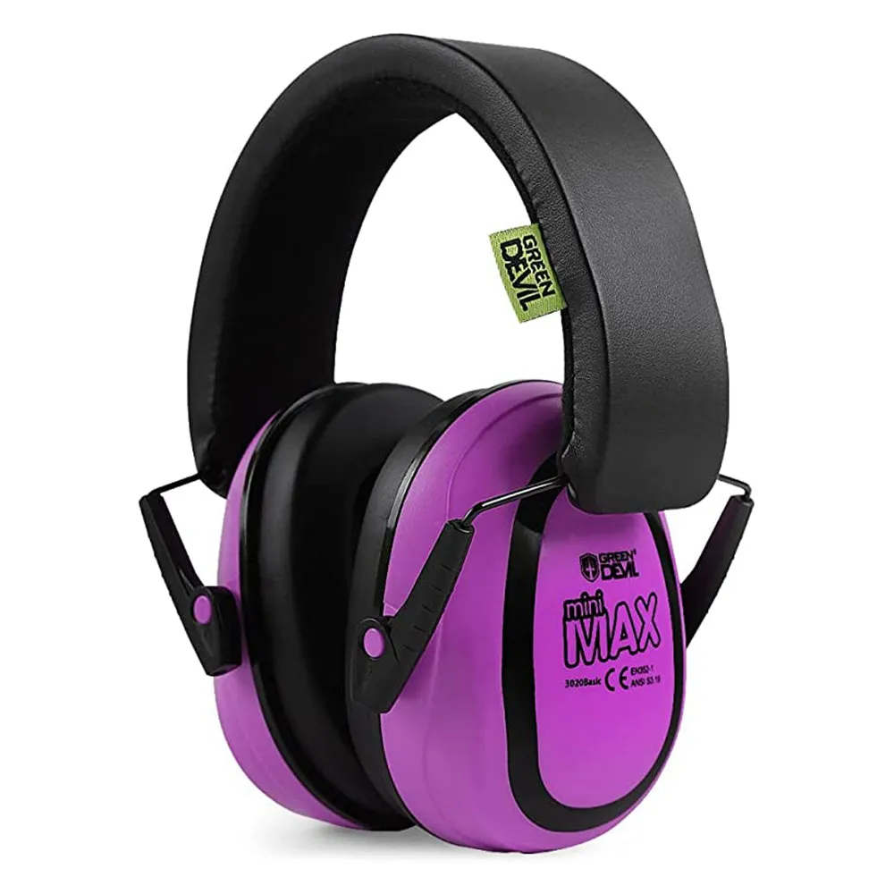 GREEN DEVIL MiniMax Purple Kids Hearing Protection Ear muffs Noise Cancelling For Age 1-16 Headphones