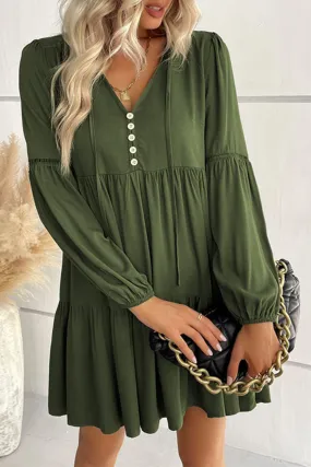 Green Lace Ruffled Mini Dress