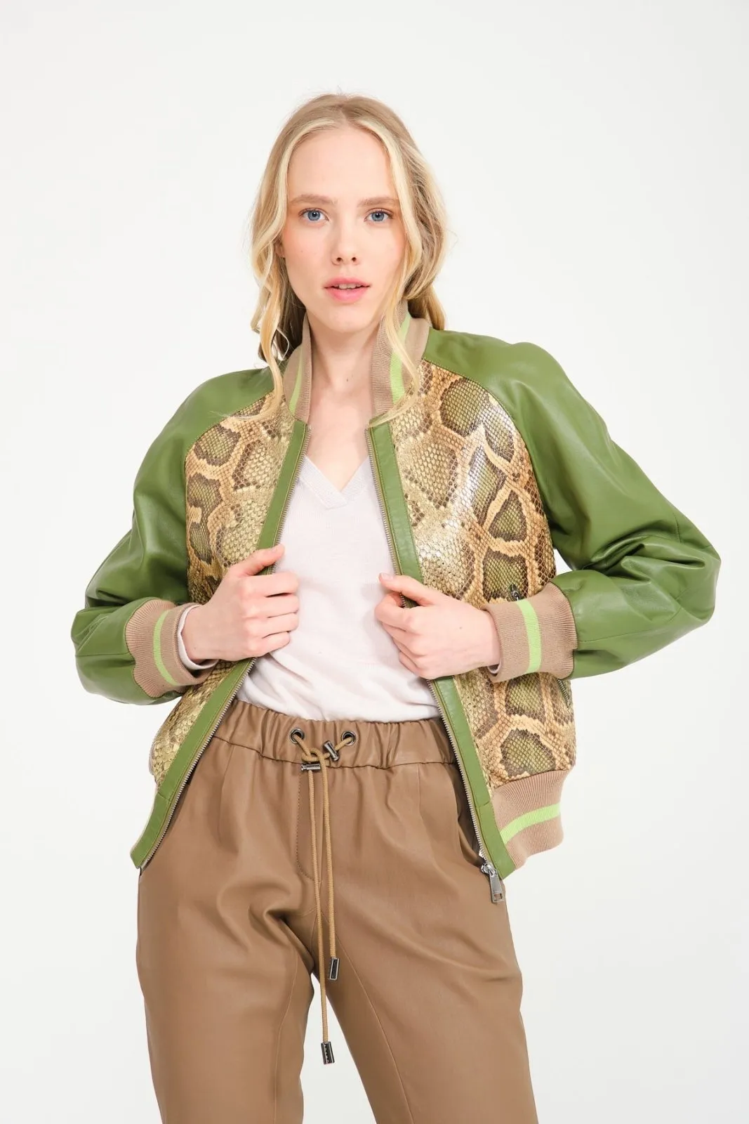 Green Python Leather Jacket