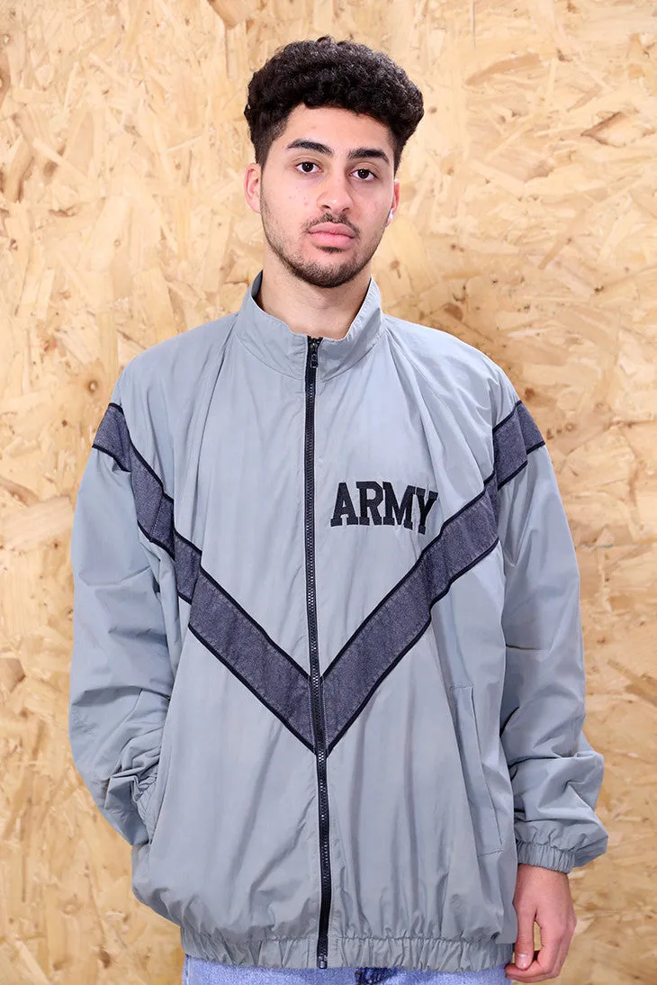 Grey Army Zip Through Sport Bomber Jacket