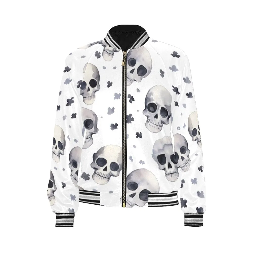 Greyscale Skulls Women's Bommber Jacket