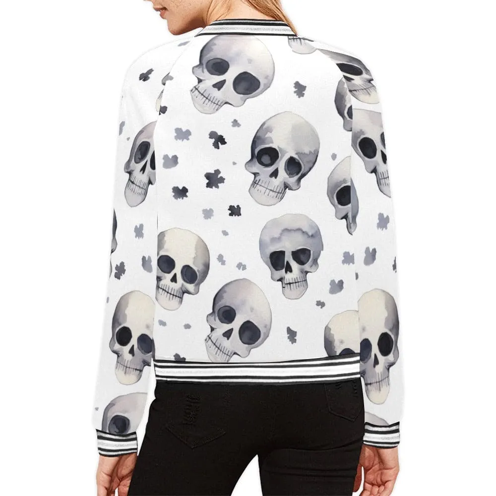 Greyscale Skulls Women's Bommber Jacket