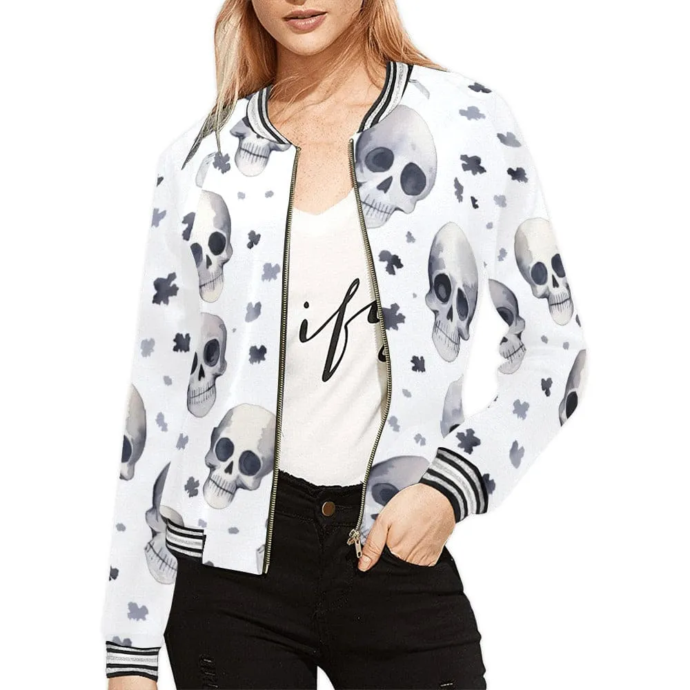 Greyscale Skulls Women's Bommber Jacket