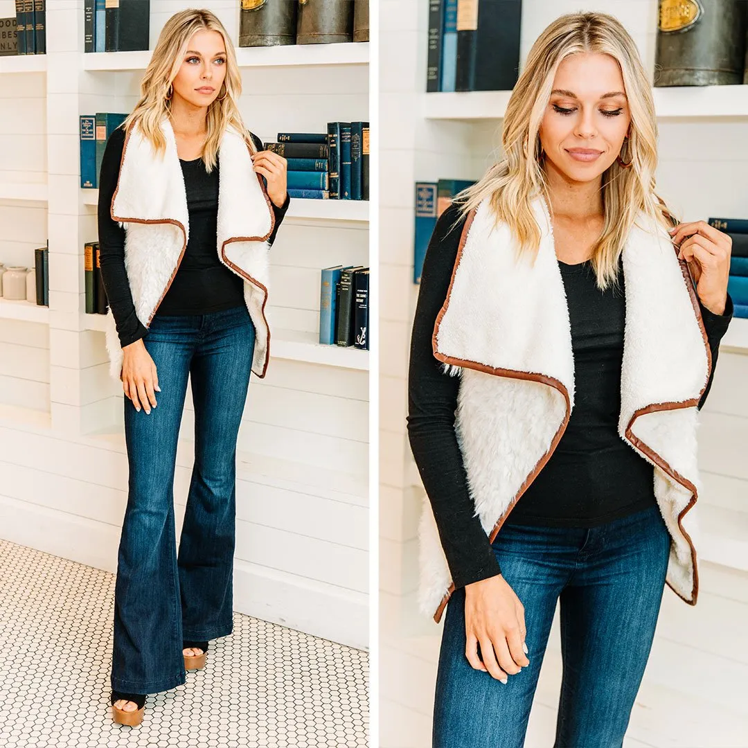 Here's Your Chance Ivory White Faux Fur Vest