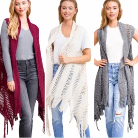 High Low Knitted Cardigan Vest