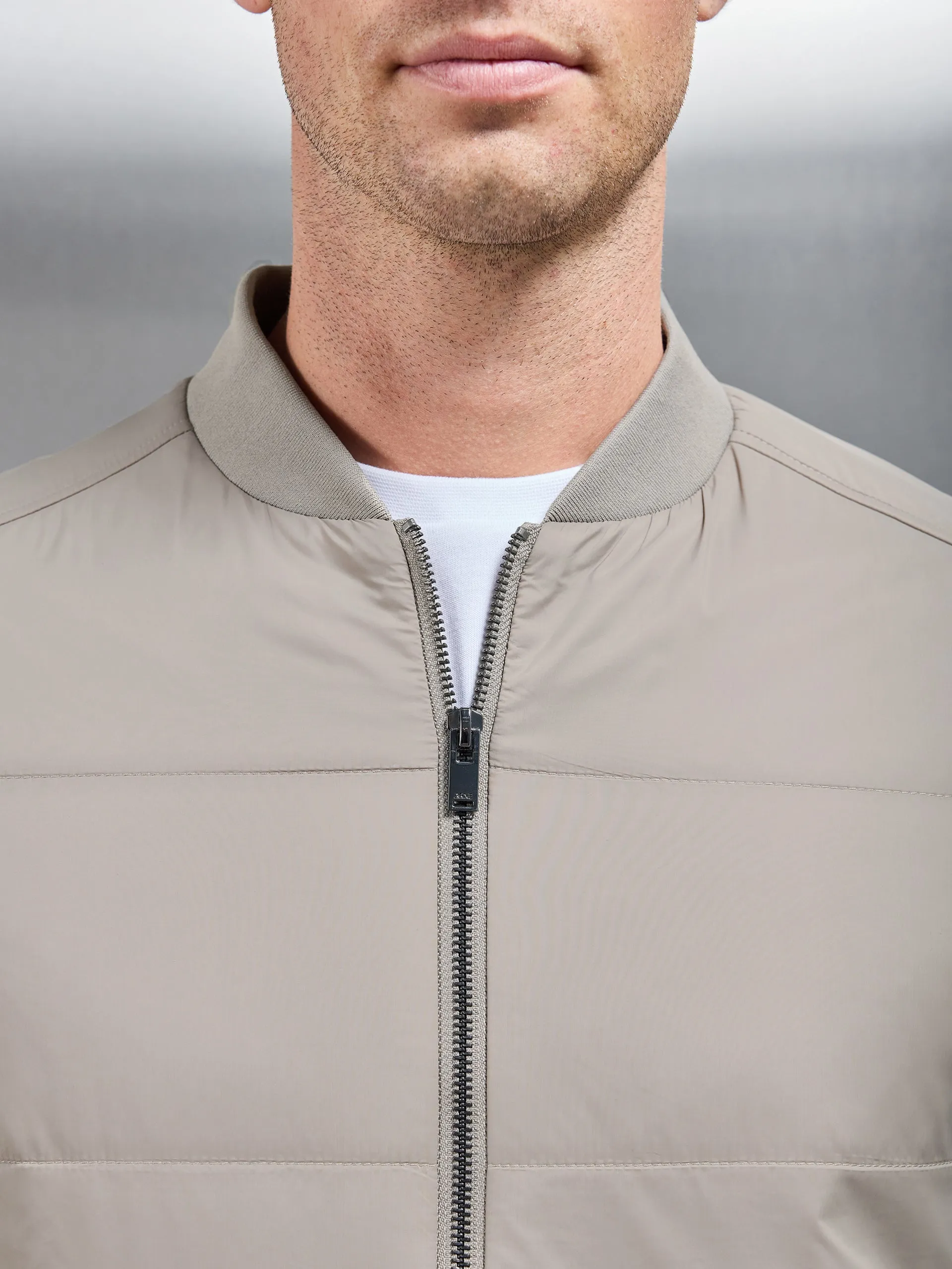 Hybrid Bomber Jacket in Taupe