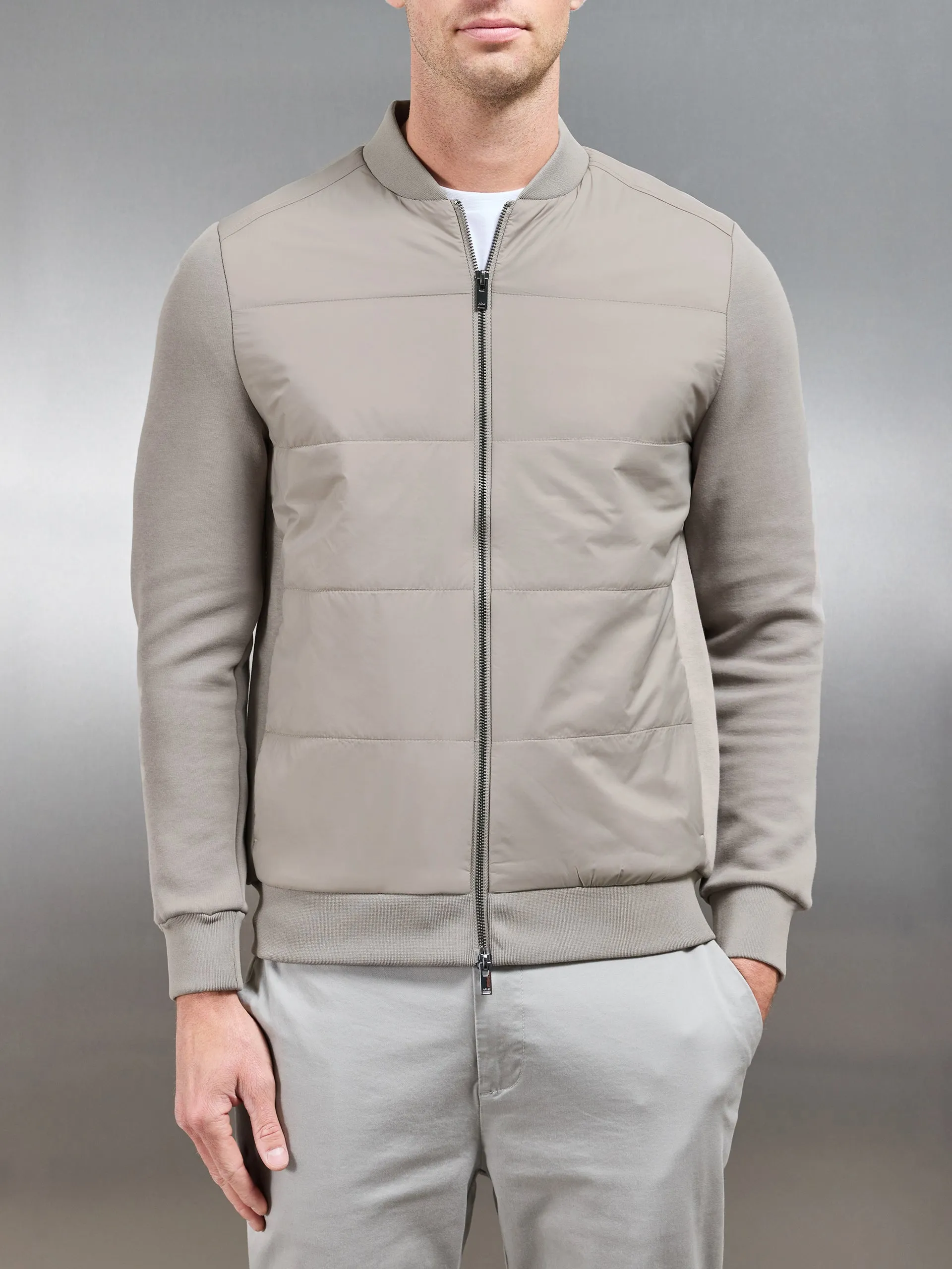 Hybrid Bomber Jacket in Taupe