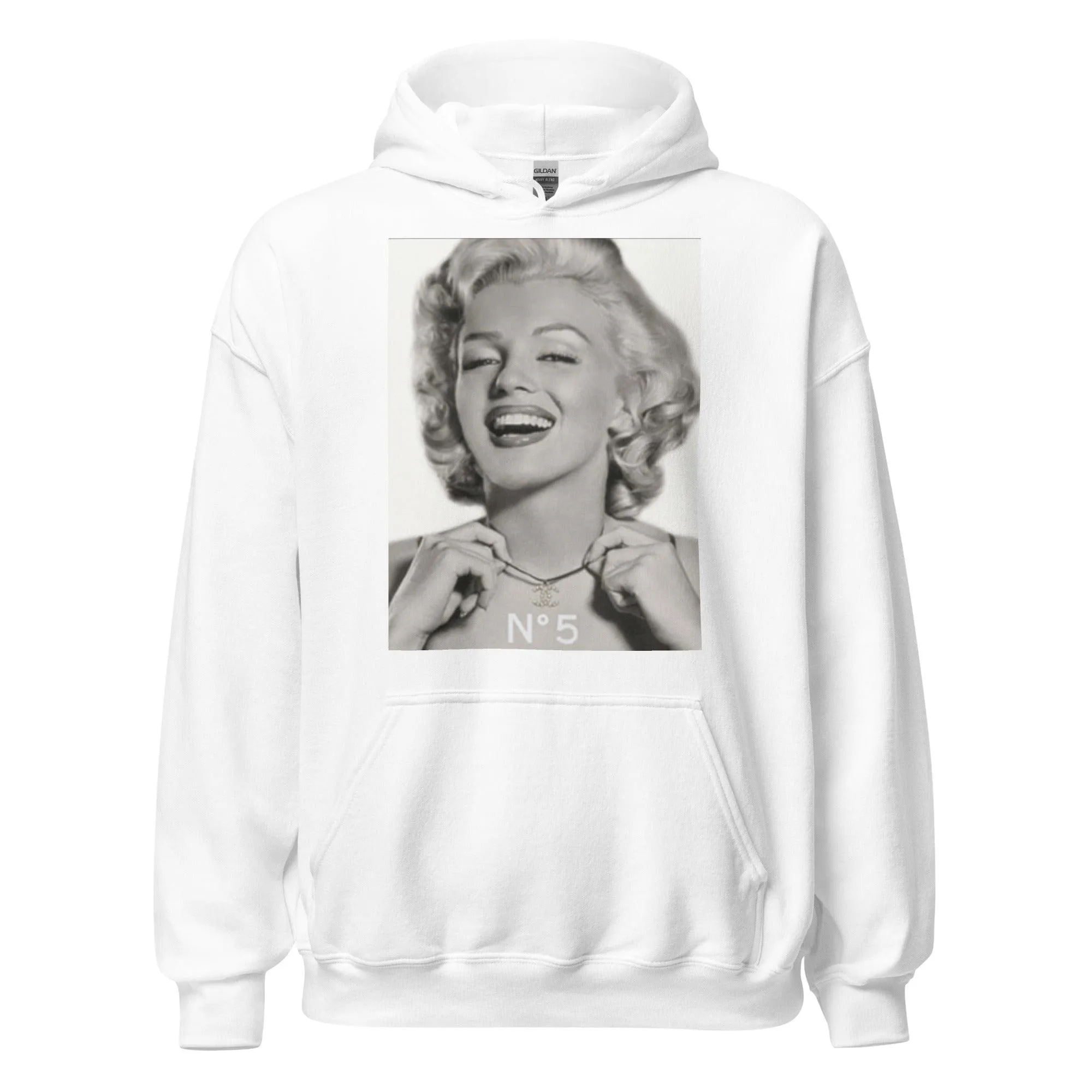 Icon Hoodie Famous 50's Pin Up Girl In Number 5 Cotton Blend Midweight Ultra Soft Pullover