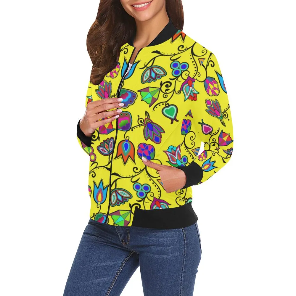 Indigenous Paisley - Yellow Bomber Jacket for Women