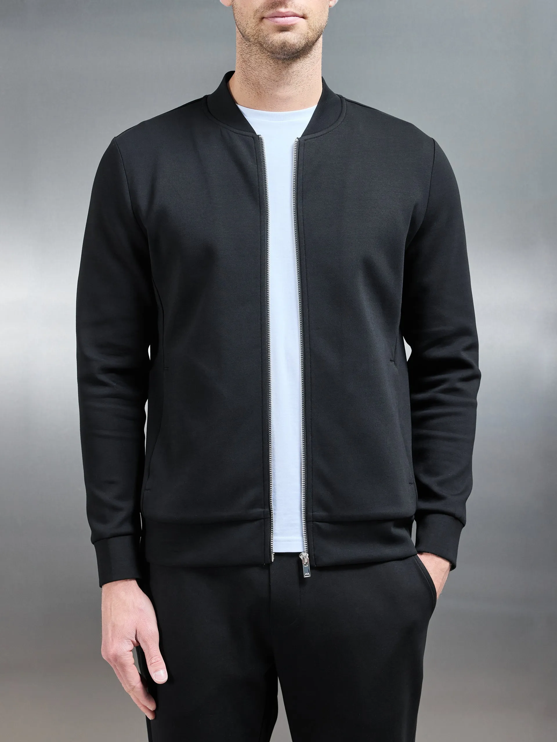 Interlock Jersey Bomber Jacket in Black