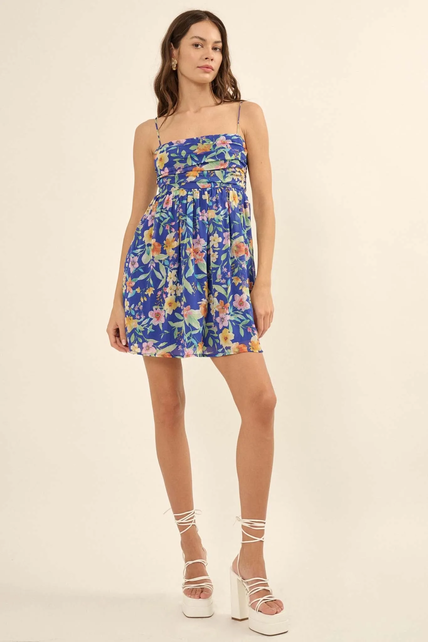 Jamaican Me Crazy Floral Chiffon Mini Sundress