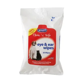 Johnson | Clean 'n' Safe | Dog & Cat Healthcare & First Aid | Eye & Ear Wipes - 30 Pack