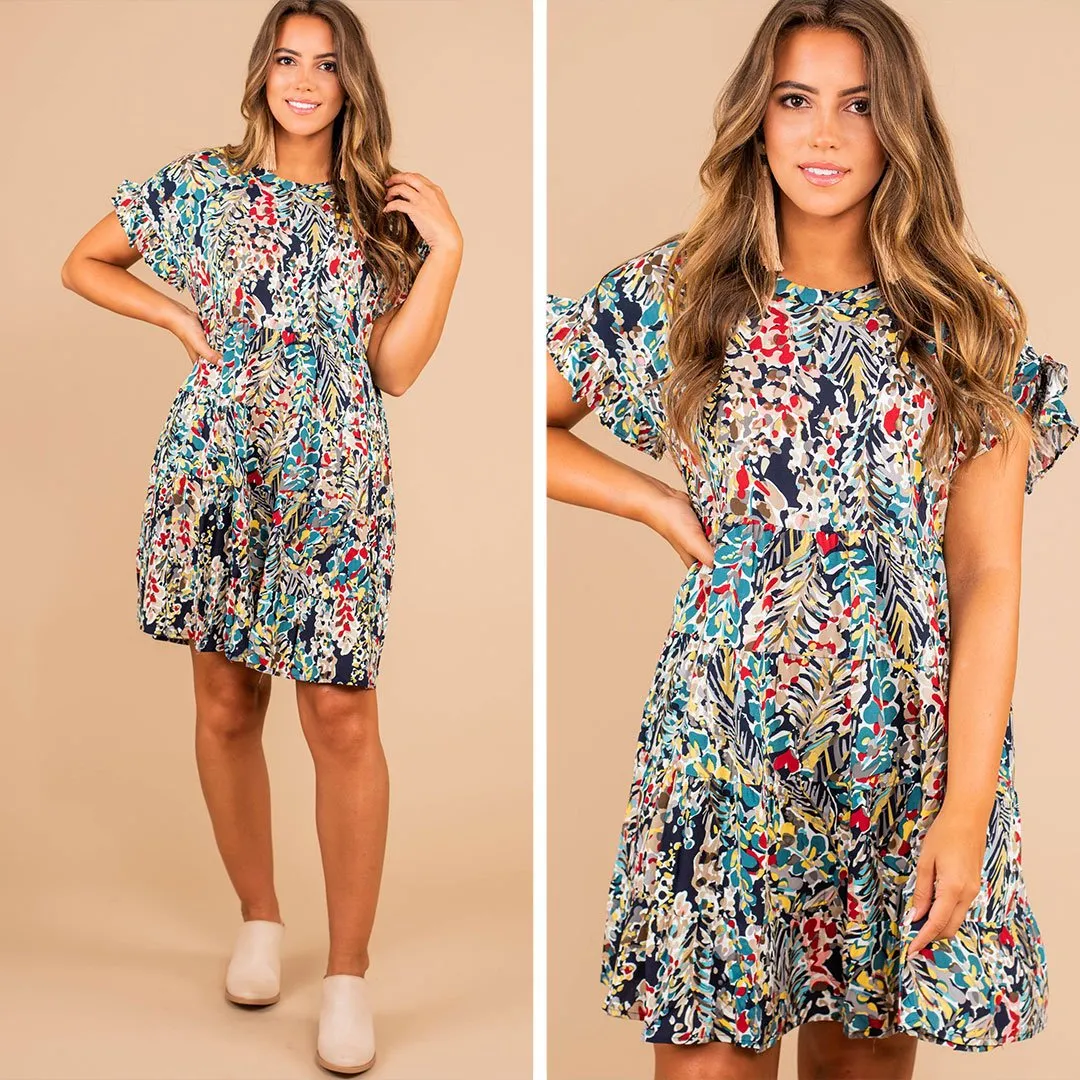 Just You Wait Navy Blue Babydoll Dress