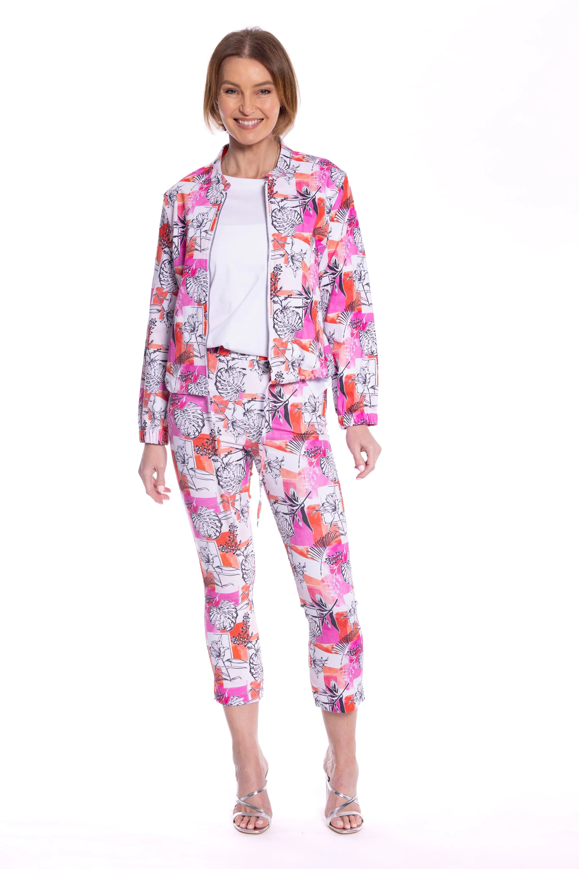 Keyline Floral Print Bomber Jacket - Pink