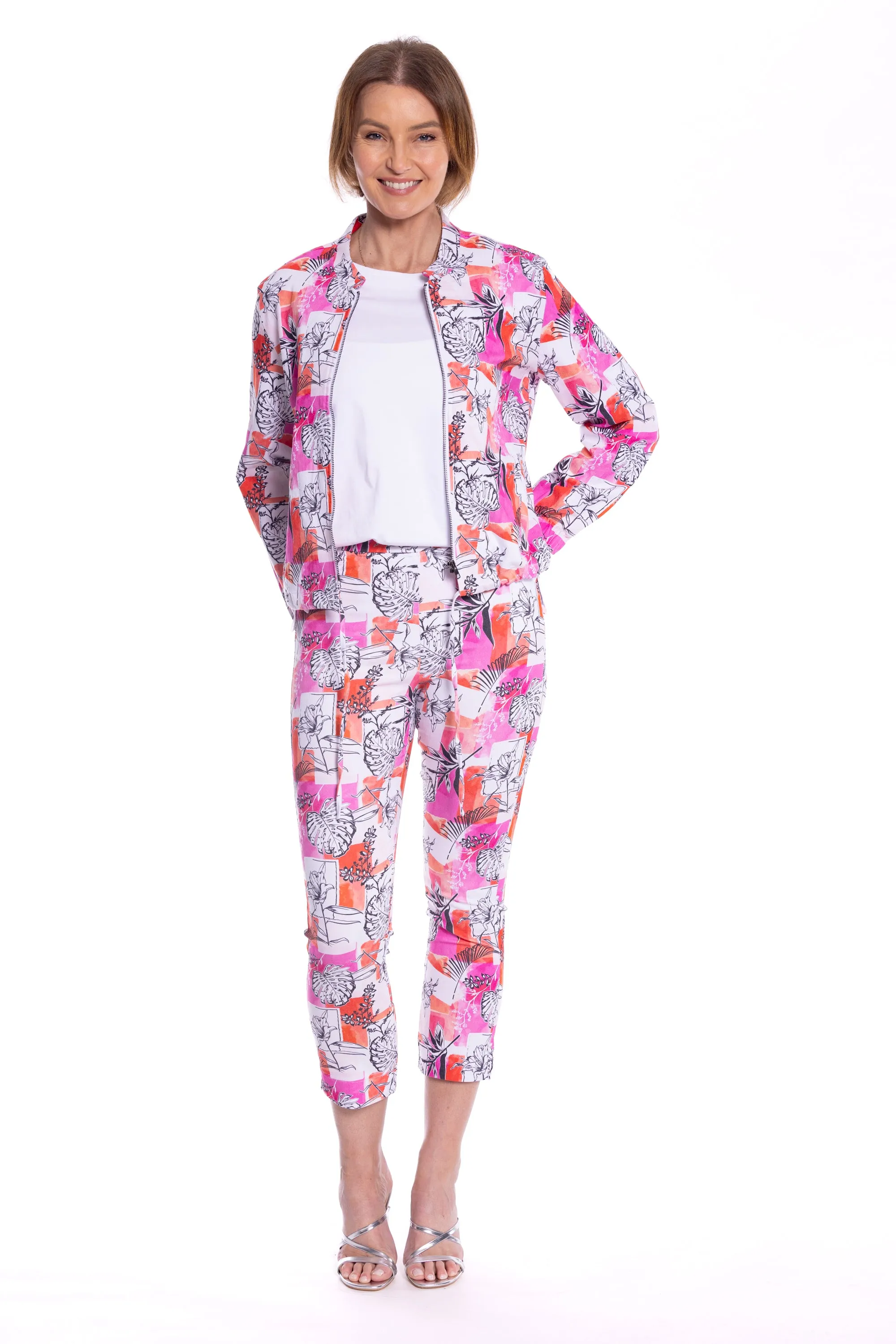 Keyline Floral Print Bomber Jacket - Pink