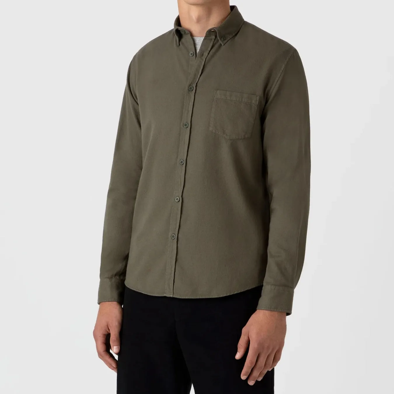 Khaki Cotton Flannel Overshirt