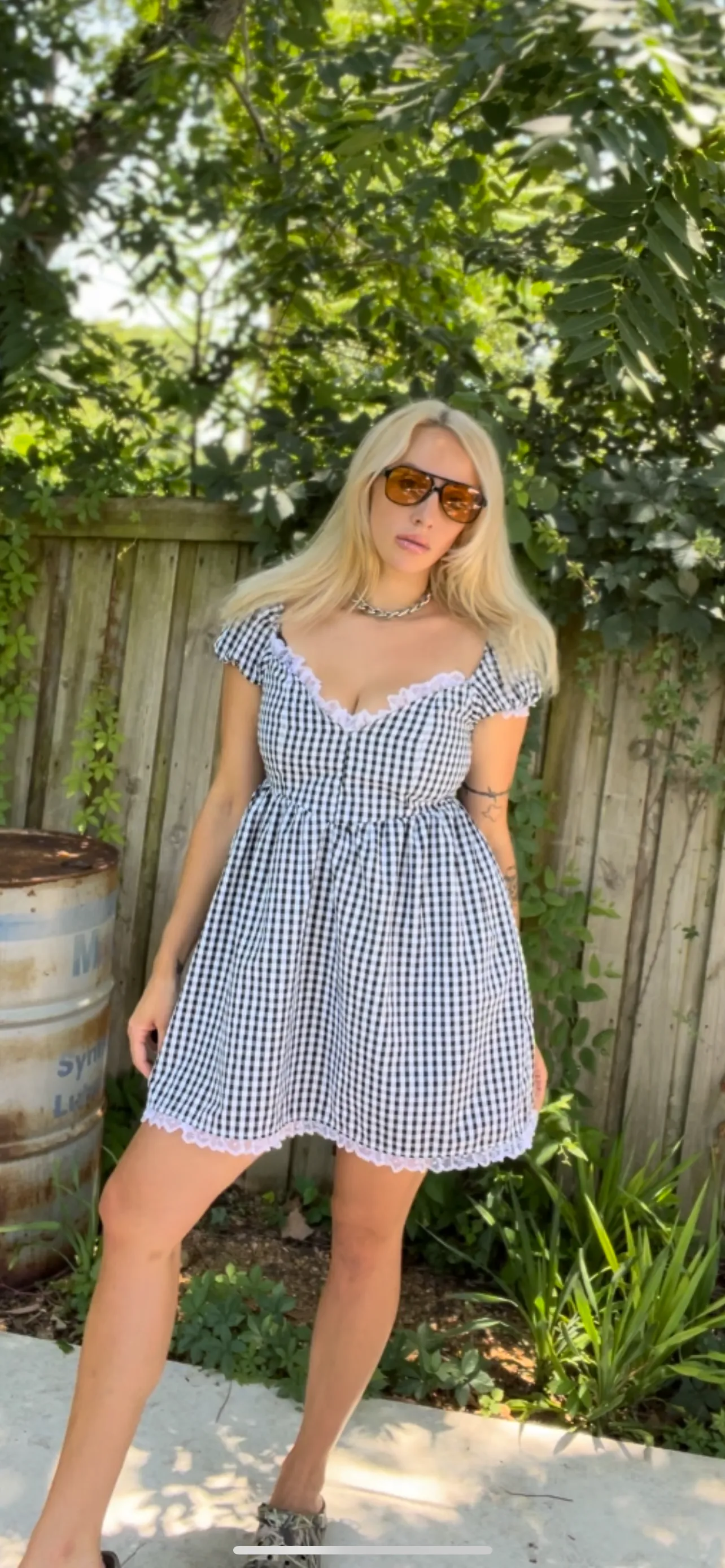 Kitty Gingham Babydoll Dress