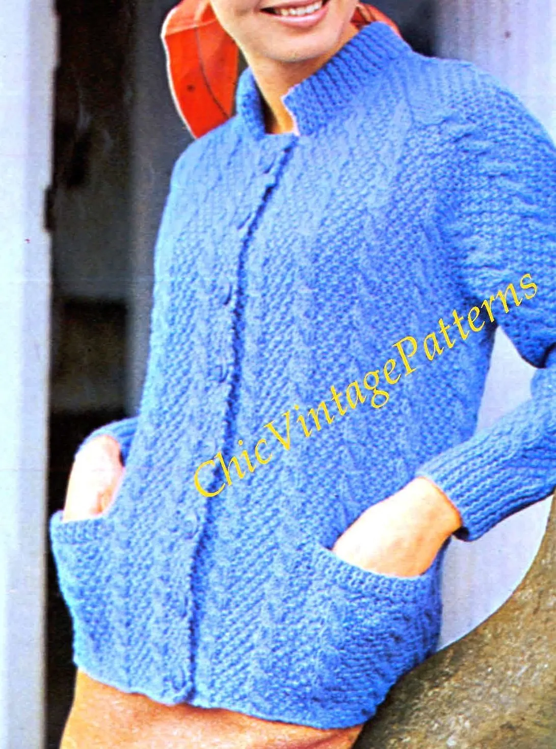 Knitted Ladies Aran Cardigan Pattern, Instant Download