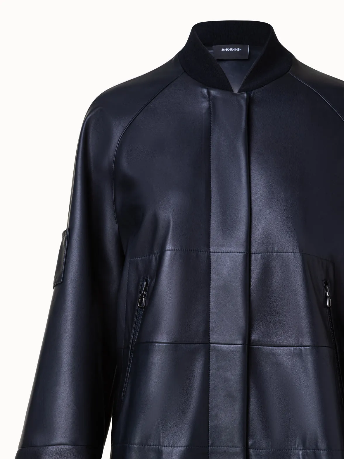 Lambskin Leather Long Bomber Jacket