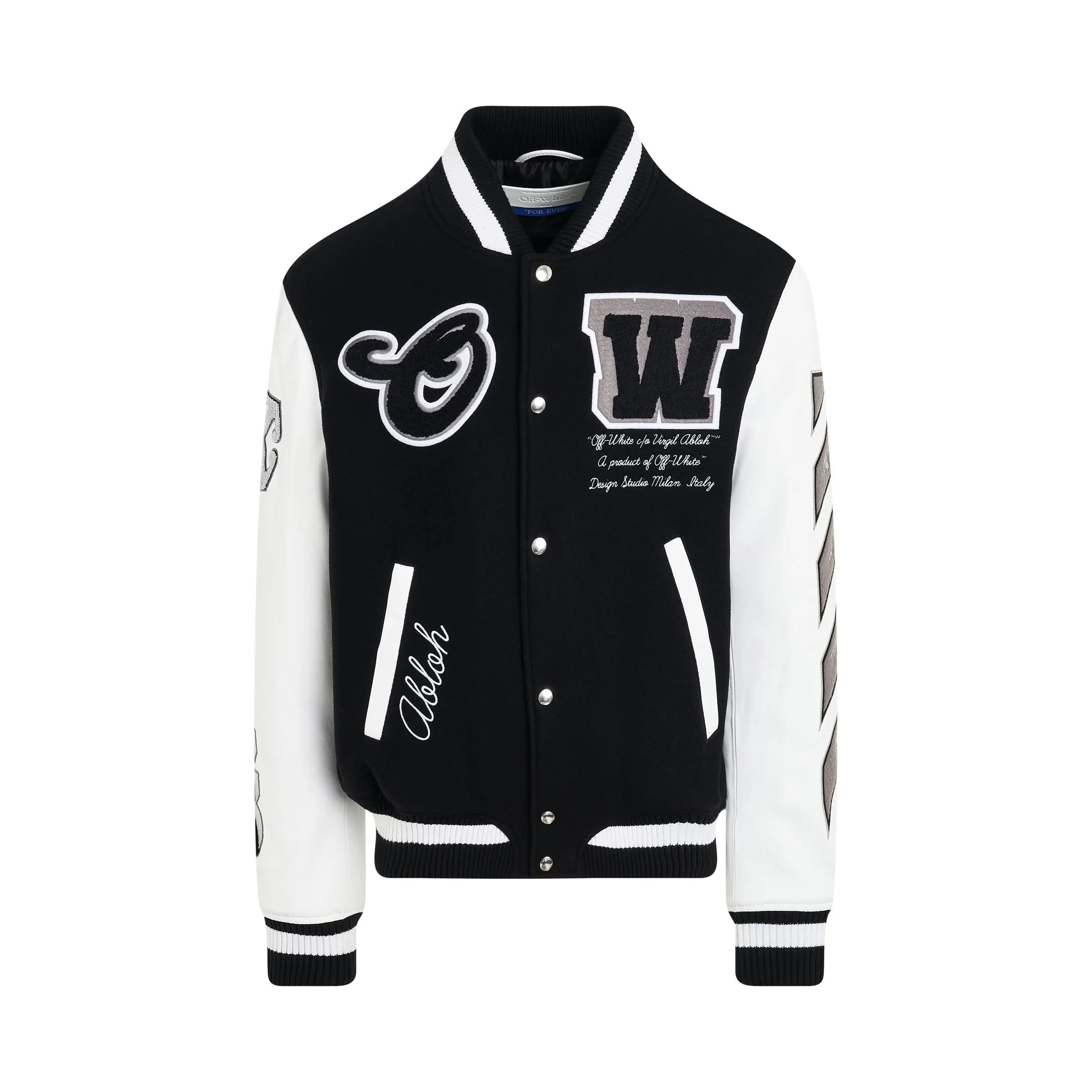 Lea Wool Varsity Jacket in Black