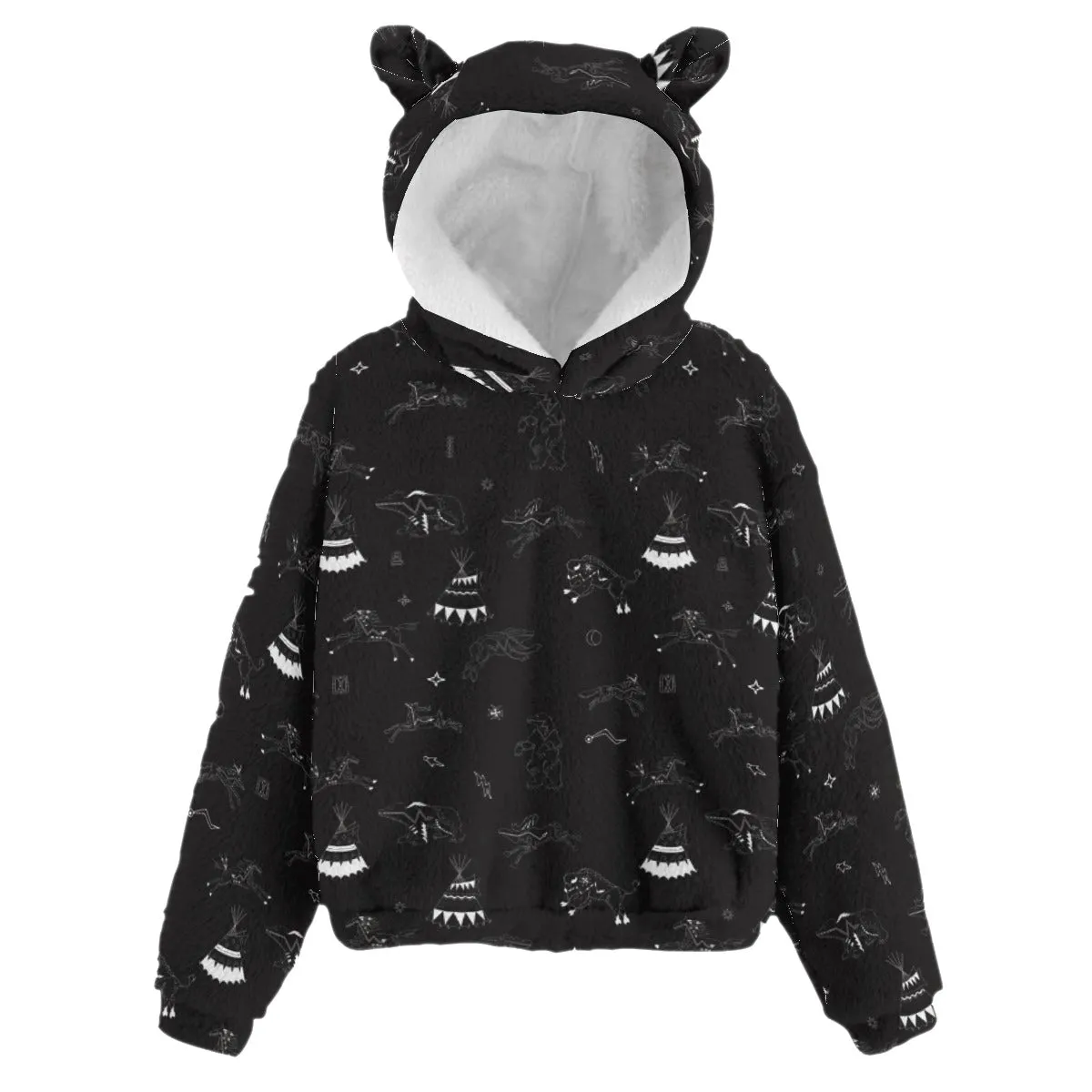 Ledger Dabbles Black Kid’s Borg Fleece Hoodie With Ear