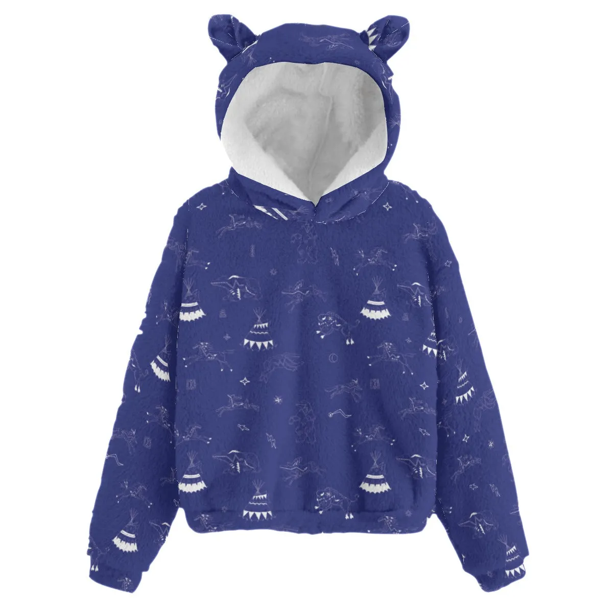 Ledger Dabbles Blue Kid’s Borg Fleece Hoodie With Ear